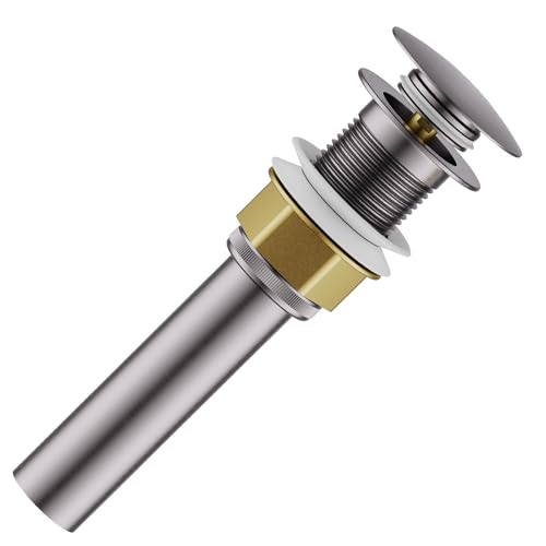 Bathroom Sink Drain with Strainer Basket and Pop-Up Drain Stopper Set (Brushed Nickel, Without Overflow) - color: Brushed Nickel, size: Without Overflow
