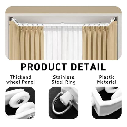 50PCS White Curtain Track Rollers, Plastic Ceiling Rail Gliders for Window Shower Bendable Flexible Track System - color: White
