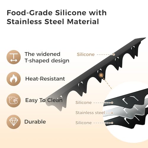 Silicone Stove Gap Covers with Stainless Steel, Oven Gap Filler Seals Gaps Between Stovetop and Counter, Stove Gap Guards Range Trim Kit, Easy to Clean Stove Gap Guard (Black 2 Pack,25") - color: Black, size: 25 inches
