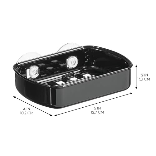 iDesign Suction Cup Soap Dish for Shower - Black - color: Black