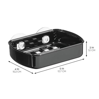 iDesign Suction Cup Soap Dish for Shower - Black - color: Black
