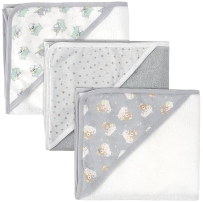 Baby Bath Essential Hooded Baby Bath Towel and Washcloth 6 Piece Set for Newborns, Infants & Toddlers, Boys & Girls Baby Hooded Towels Set (Teddy Bear Print) - color: Teddy Bear Print
