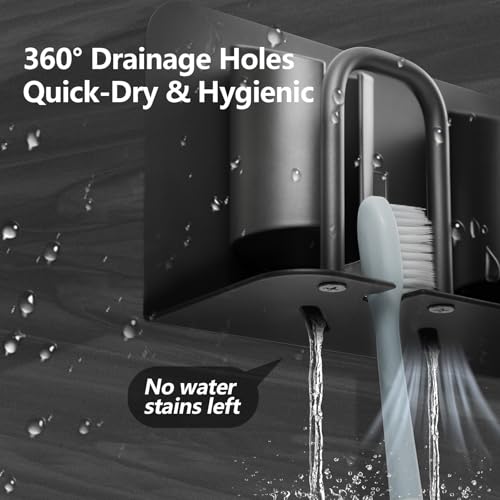 Electric Toothbrush Holder Wall Mounted - Aluminum, 3-Slot, Gray | Rust-proof Aluminum, Built-in Shelf. No-drill Mount. Holds 2 Brushes. Perfect Small Bathroom Storage - size: 3 Slots