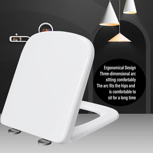 Slow Close Rectangular Toilet Seat Quick Release Adjustable Hinges Easy Installation - size: 36*44cm