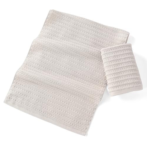 sense gnosis Light Grey Waffle Hand Towel Set of 2 Super Soft 100% Cotton Terry Striped Pattern Ultra Absorbent Hand Towel for Bathroom 13 x 29 Inch - color: Light Grey