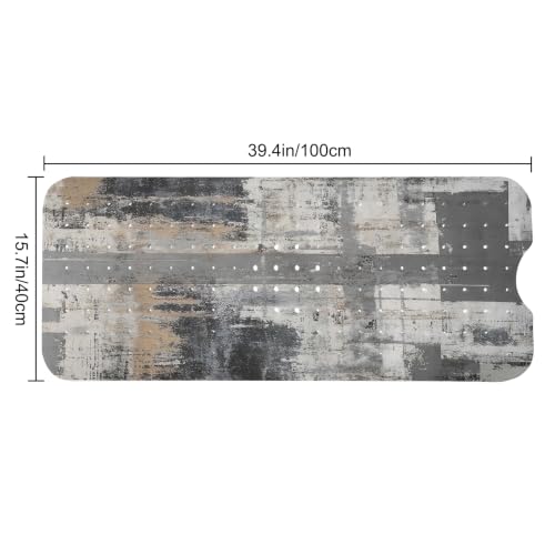 LNOND Grey and Brown Bathtub Mat Non Slip, 40 X 16 Inch Tub Mat for Bathroom, Abstract Art Bath Tub Shower Mat with Drain Holes and Suction Cups - color: Grey and Brown