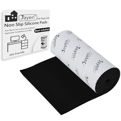 Non Slip Self Adhesive Silicone Cuttable Furniture Pads - 5x80 inch | widely used, functionality, easy to use - color: 5x80 Black