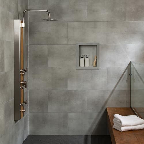 Palisade 17.5 in x 15.5 in Vinyl Shower Niche Frost Nickel | Waterproof Shower Insert - color: Frost Nickel
