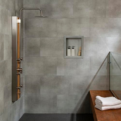 Palisade 17.5 in x 15.5 in Vinyl Shower Niche Frost Nickel | Waterproof Shower Insert - color: Frost Nickel