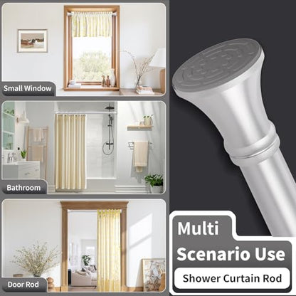 Silver Shower Curtain Rod 36-68 Inch(3-5.67ft), No Slip No Drill Stainless Steel Spring Tension Curtain Rod, No Rust Shower Rod Adjustable For Bathroom closet - color: Silver, size: 36"-68"