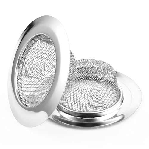 2 Pack 4.5 Inch Stainless Steel Sink Strainer Basket - 304 Stainless Steel Kitchen Sink Drain Filter, Universal Sink Mesh Basket, Hair Catcher, Food Waste Strainer, for Most Sinks - color: 2 Pack 4.5 Inch New Fine Mesh Model