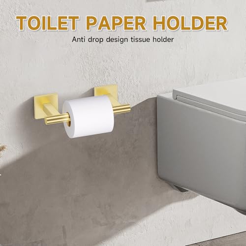 Brushed Gold Towel Bar Set, 5 Pieces Double Dase Toilet Paper Holder Bathroom Hardware Set, 23.6 Inch Stainless Steel Towel Racks for Bathroom Wall Mounted - color: Brushed Gold, size: 5pieces C