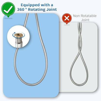 TRIPHIL Kink-free Silicone Shower Hose, 118" Extra Long Flexible RV Handheld Shower Head Hose Replacement, Premium Anti-Explosion, with Brass Insert and Nut, Silver Gray - color: Silver Gray, size: 118 Inch
