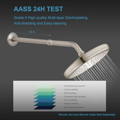 OFFO Shower Head Extension Arm, Brushed Nickel 12 in Shower Arm Extension Shower Head Extender Made of 304 Stainless Steel Shower Pipe Extension - color: Brushed Nickel, style: 12 in