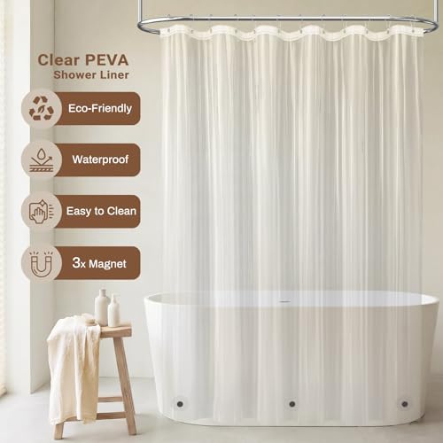 3-in-1 Stall Boho Linen Shower Curtain with Liner, 36x72, Cream/Beige | Half Size, 330GSM Linen Blend, Waterproof PEVA Liner, Heavy Duty Fabric, 6 Plastic Hooks, Modern Farmhouse, Machine Washable - color: Cream With Liner, size: 36"W x 72"L (Pack of 1)