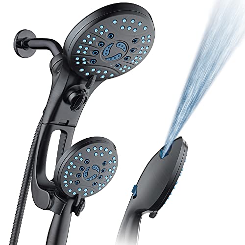AquaCare 50-mode High Pressure Shower Head Combo with Arm & Dual Power Wash | Hygienic Jets, 2-mode Handheld Power Wash for Tub, Tile & Pets, Long 6 ft. Stainless Steel Hose, Extra Wall Bracket / Bronze - color: Oil Rubbed Bronze, style: 2.5 Gallons Per M
