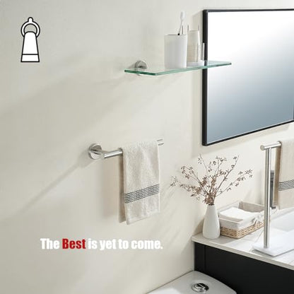 JQK Hand Towel Holder Towel Ring, 10 Inch Thicken 0.8mm 304 Stainless Steel Bathroom Hand Towel Bar, 9 Inch Useable Length Wall Mount Towel Rack Hanger, Brushed Steel, THH110L9-BN - color: Brushed Steel