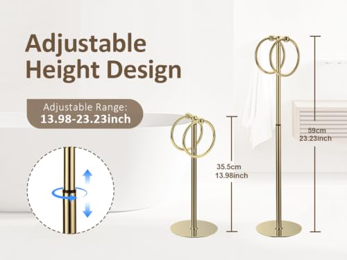 Adjustable Gold Towel Rack,Freestanding Bathroom Towel Holder - color: Gold