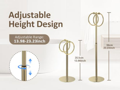 Adjustable Gold Towel Rack,Freestanding Bathroom Towel Holder - color: Gold