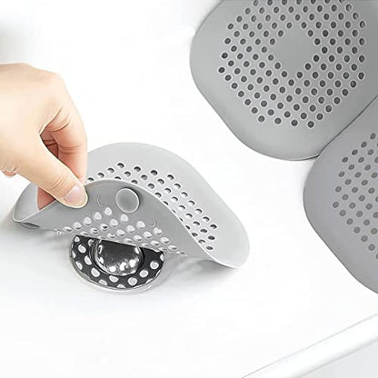 2 Pieces Shower Drain Hair Catcher Bathtub Stopper Home Drain Protectors Drain Cover with Sucker Water Trap Sink Cover for Bathroom Bathtub and Kitchen (Grey,Grey) - color: Grey,grey