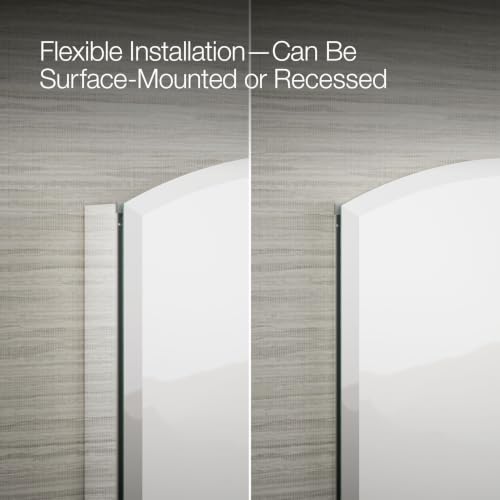 Kohler Archer 20" W 31" H Single-Door Bathroom Medicine Cabinet w Mirror | 3073-NA, Recessed or Surface Mount Bathroom Wall Cabinet, Beveled Edges, Silver - style: Archer