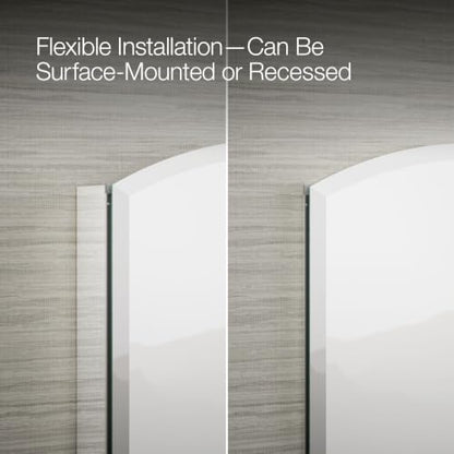 Kohler Archer 20" W 31" H Single-Door Bathroom Medicine Cabinet w Mirror | 3073-NA, Recessed or Surface Mount Bathroom Wall Cabinet, Beveled Edges, Silver - style: Archer