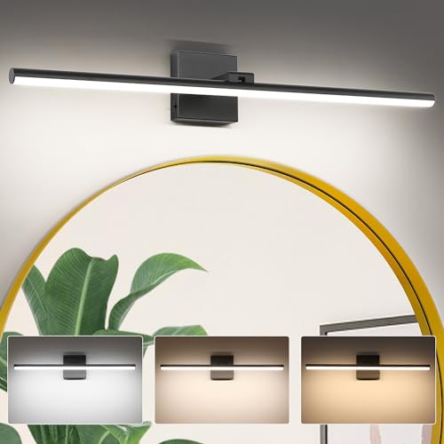 LED Bathroom Vanity Light, Modern Bathroom Light Fixture Over Mirror (3000K/4000K/6000K, Dimmable), Vanity Light Bar with Angle Adjustable, 32 Inch, Black - color: Black, size: 32 inch