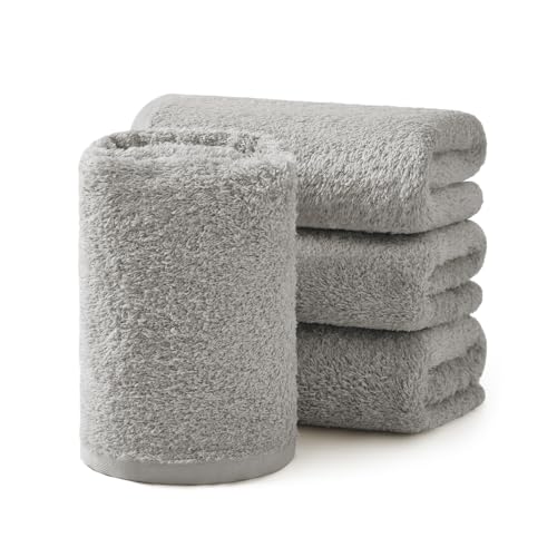 REDKISS 4-Pack Luxury Hand Towels, 16x32 Inch 450G 100% Cotton, Grey Quick-Dry Bathroom & Kitchen Towels, Super Soft and Highly Absorbent - color: Grey, size: hand towel set of 4