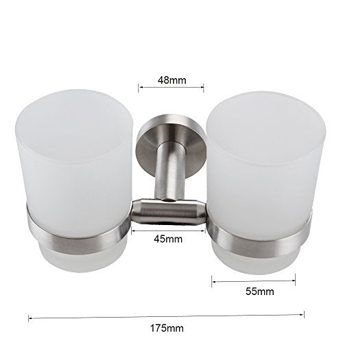 XVL Wall-Mounted Toothbrush Holder Double Holder, Brushed G1005