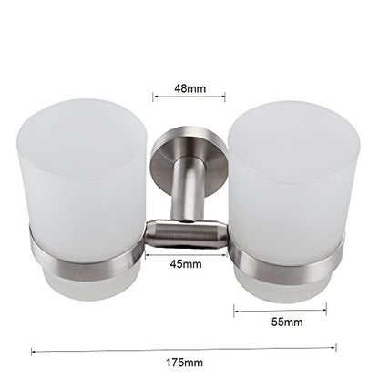 XVL Wall-Mounted Toothbrush Holder Double Holder, Brushed G1005