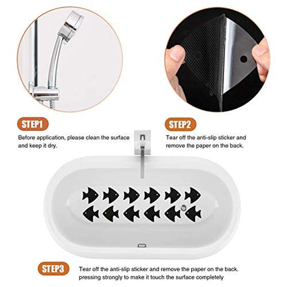 Secopad Bathtub Stickers Non-Slip, 24 PCS Safety Shower Treads Adhesive Appliques with Premium Scraper (Black) - color: Black