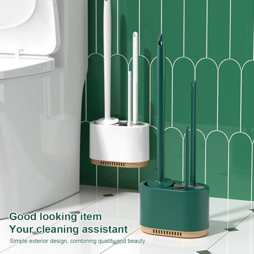 Toilet Brush and Plunger Set,3 in 1 Toilet Plunger and Brush Set,Toilet Bowl Brush and Plunger Set for Bathroom Cleaning,Bathroom Cleaning Tools,Toilet Brush Plunger Combo Bathroom Supplies (White) - color: White
