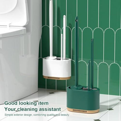 Toilet Brush and Plunger Set,3 in 1 Toilet Plunger and Brush Set,Toilet Bowl Brush and Plunger Set for Bathroom Cleaning,Bathroom Cleaning Tools,Toilet Brush Plunger Combo Bathroom Tool(Dark Green) - color: Dark Green