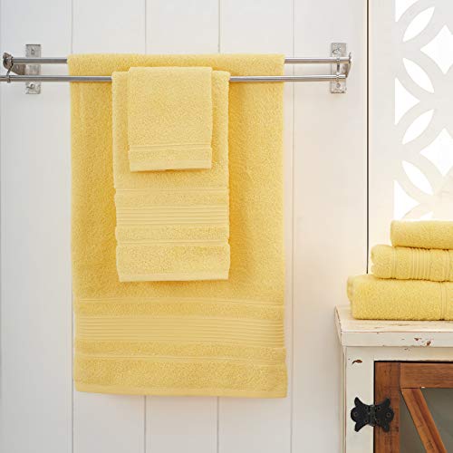 6-Piece Bath Towels Set, 100% Turkish Cotton Premium Quality Bathroom Towels, Soft and Absorbent Turkish Towels, Set Includes 2 Bath Towels, 2 Hand Towels and 2 Washcloths (Yellow) - color: Yellow, size: 6 Pieces Towel Set