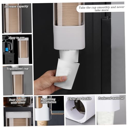 Cup Dispenser Sealed Pull Type Water Cooler Cup Holder Dustproof Wall Mount Bathroom Dispenser with Lid Double Paper Holder for Home, Bathroom, Office, Water Cooler C