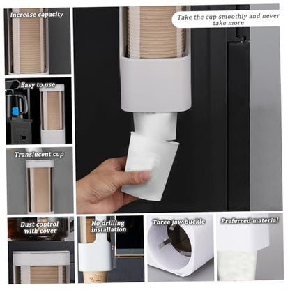 Cup Dispenser Sealed Pull Type Water Cooler Cup Holder Dustproof Wall Mount Bathroom Dispenser with Lid Double Paper Holder for Home, Bathroom, Office, Water Cooler C