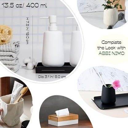Soft Touch Matte White Ceramic Soap Dispenser, Minimal Design | Rubber Paint Finish, Smooth Relaxing Touch, Sleek Modern Shape, Elegant Countertop Accent, Minimal Bathroom And Kitchen Decor - color: Matte White