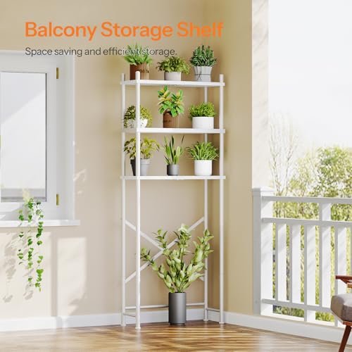 HOOBRO Over the Toilet Storage, 3-Tier Over Toilet Bathroom Organizer, Freestanding Above Toilet Shelf with Adjustable Feet, Space Saving, Easy Assembly, White WW63TS01 - color: White + White