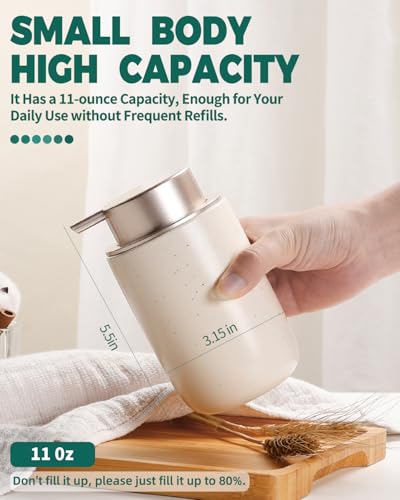 BosilunLife Foam Soap Dispenser, Hand Pump Dispenser for Kitchen Sink | Ceramic Foaming Hand Dispenser for Bathroom Modern Farmhouse Small Soap Dispenser Lotion (Apricot, Foam Pump) - color: Apricot-foam Pump