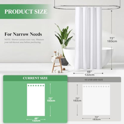 Stall Waffle Shower Curtain 256 GSM Heavy Fabric 48x72 White | 48 Inch Wide, Thick Cloth, Weighted Hem, Water Repellent, Hotel Luxury Polyester Shower Curtain Set for Bathroom 8 Hooks - color: A. White, size: 48"W x 72"L (Pack of 1)