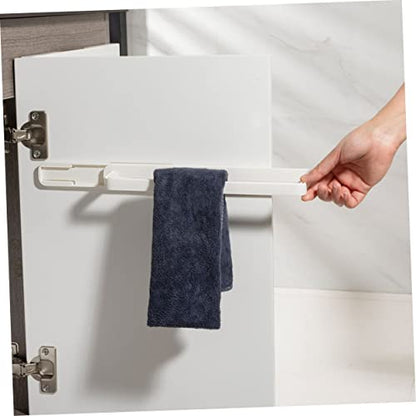 VALICLUD 2pcs Wall-Mounted Sliding Storage Rack Over Door Towel Rack Modern Bathroom Towel Holder Material Space-Saving White