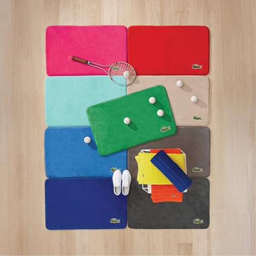 Lacoste Memory Foam Bath Rug – Ultra Soft Fleece Bathroom Mat with Embroidered Crocodile Logo, Super Absorbent, Non-Slip Backing, Machine Washable, Plush & Stylish 19"x30" – Surf Blue