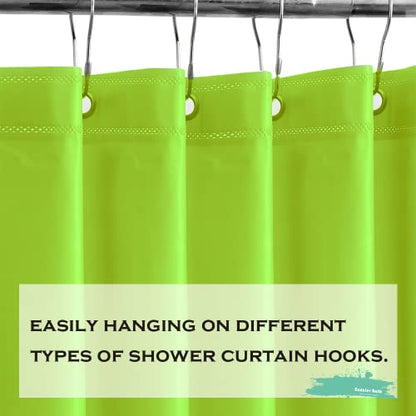 Lime Green Plastic Shower Curtain Or Liner, 72x72 Inch Lightweight Plastic Bathroom Shower Showroom Inner Curtain with Rustproof Metal Grommet Holes and Weighted Magnets - color: E02-fresh Green, size: 72"W x 72"L (Pack of 1)