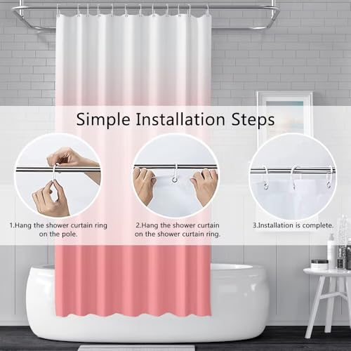 Ombre Pink Stall RV Shower Curtain with Hooks 36x72inches | Machine Washable Waterproof, Modern Solid Boho Gradient, Bathroom Dorm Hotel Room Divider, Easy to Install, Window Curtain - color: Pink, size: 36"W x 72"L (Pack of 1)