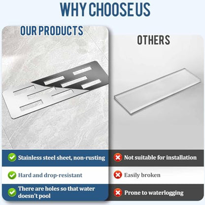 12 Inch Shower Niche Shelf Mirror Effect 316 Stainless Steel Tile Insert | Rectangular Shelf For 12 Inch Tile Prefabricated Niches, Fits 1/8 Inch Grout Lines, Shower Niche Insert Mirror Effect 316 SS - size: 316 Stainless Steel - Mirror Finish