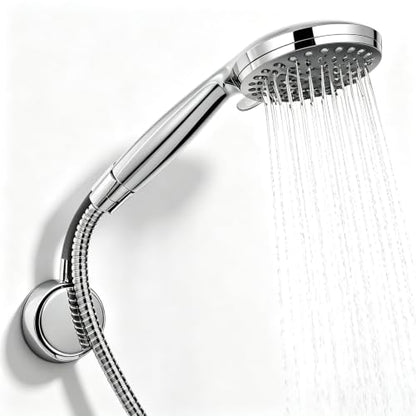 Suction Cup Handheld Shower Head Holder - 360 Swivel Adjustable Metal Neck - Wall Mounted Shower Wand Holder ，Chrome