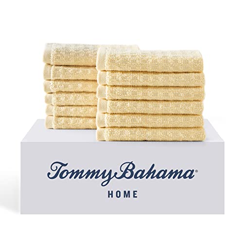 Tommy Bahama - Washcloths, Soft & Absorbent Cotton Towels, Low Linting & Fade Resistant, Oeko-Tex Certified (Northern Pacific Yellow, 12 Piece) - color: Northern Pacific Sun Yellow, size: 12 Piece Washcloths