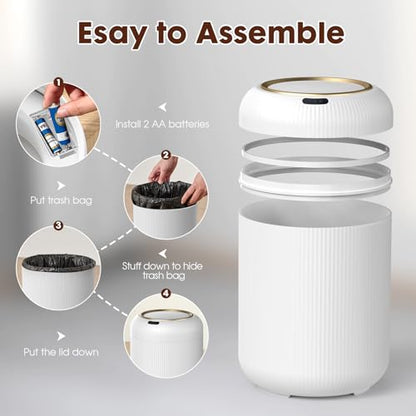 Procade Motion Sensor Trash Can with Lid, 3 Gallon Electric Bathroom Garbage can, Small White Wastebasket Touchless Trash Bin,Automatic Mini Trashcan for Bedroom,Toilet, Office, rv, Living Room - color: White