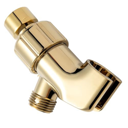 OFFO Shower Head Holder with Solid Metal Ball for Handheld Shower Head Gold, Adjustable Shower Arm Mount for Connecting Shower Arm and Shower Hose, 1/2 in IPS Female Inlet and Male Outlet - style: Gold