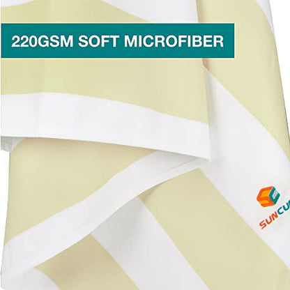 SUN CUBE Microfiber Beach Towel, Quick Dry, Beige Cream, 78x35 Inch | Quick Dry and Free Microfiber Towel, Lightweight Packable Swim Towel for Beach, Pool, Camping, Cruise, Travel - color: Beige, size: 78.00" x 35.00"
